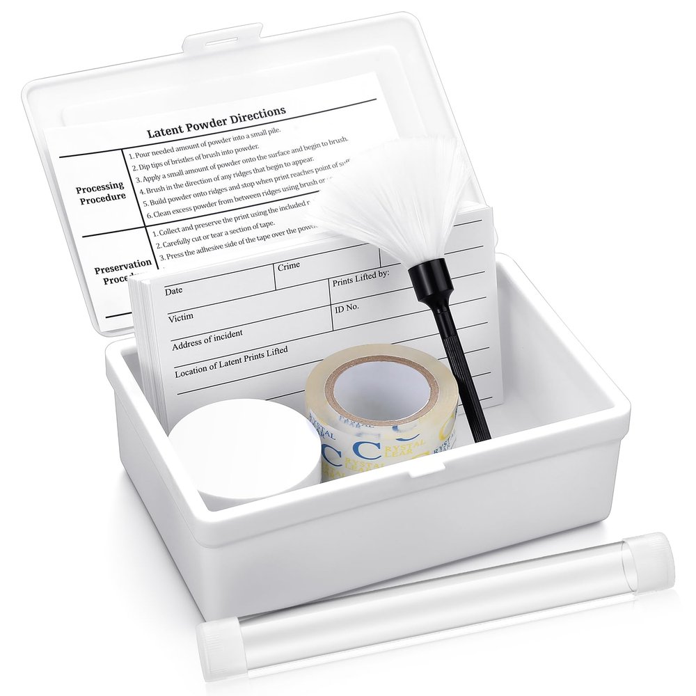 Leelosp Basic Latent Fingerprint Kit Bichromatic Fingerprint Powder Finger Print Forensic Science Kit