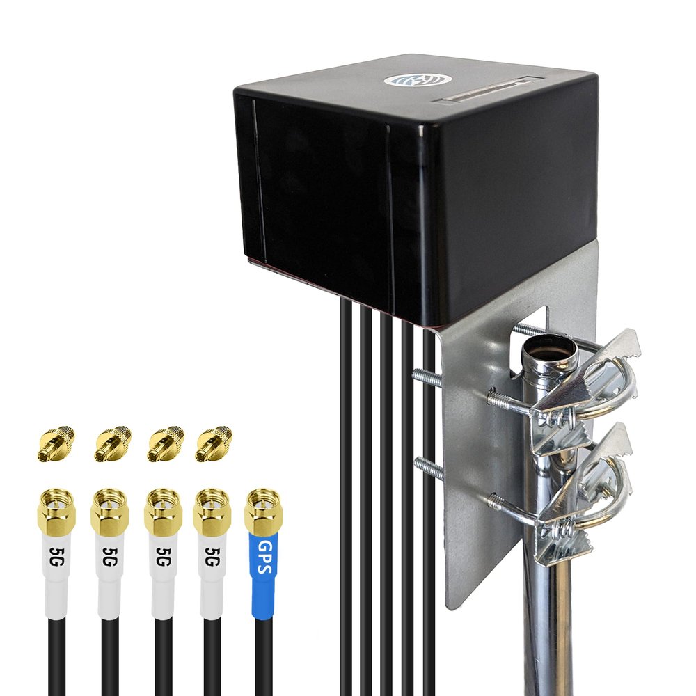 Maswell Cellular Antenna 600MHz~8.0GHz 4X4 MIMO 5G and GNSS Antenna 4G 3G LTE WiFi6E UWB Screw Mount L Plate Mount SMA Male Waterproof Cubic Outdoor Antenna with Medium gain,not for Signal Boosting