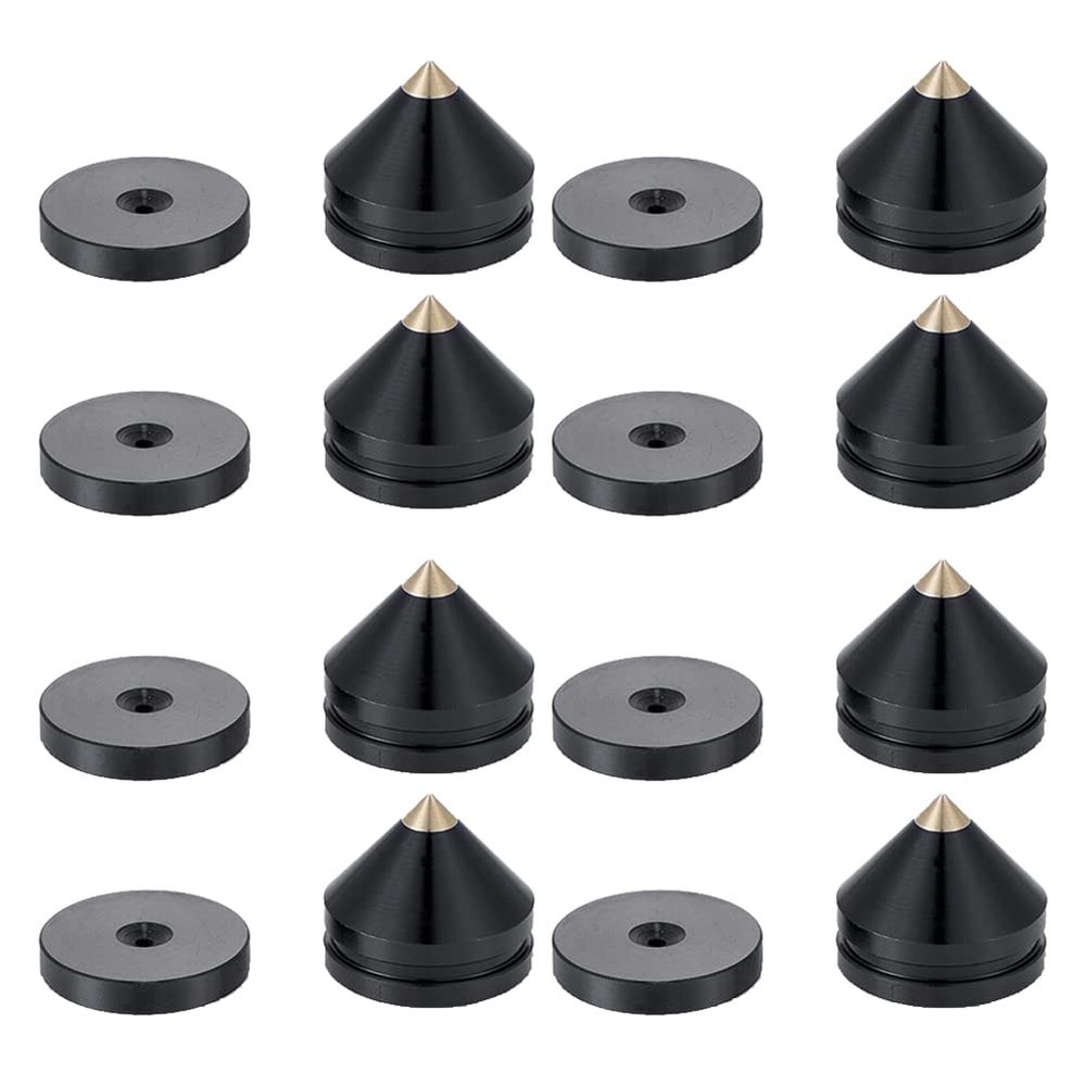 IDOLOVA 8 Set Speaker Stand Feet Foot Pad Aluminium Alloy Metal Spikes Cone Floor Foot Nail Black, 500340331A3
