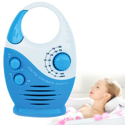 Cndiyald Waterproof Shower Radio Mini AM/FM Shower Radio Resistent Radio Hanging Music Radio Built-in Speaker for Bathroom Outdoor Use(Blue) Suction Cup Hook