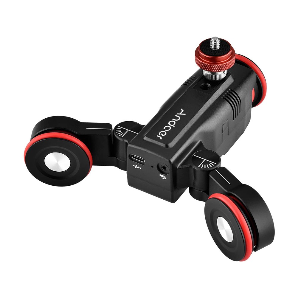 Camnoon Camera Video Auto Dolly 3-Wheels Motorized Slider Dolly Car Mobile for DSLR ILDC Camera Camcorder Sports Camera Mobile Phone
