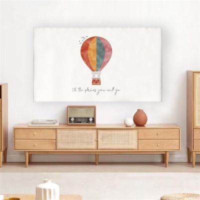 SHIJT Elastic Full Tv Cover Protectors Screen, LCD Led Tv Enclosure for Moving TV, Soft Painting Television Tv Cover (Color : Hot air Balloon, Size : 56-65 inch)