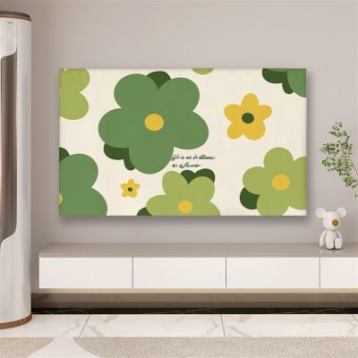 SHIJT Full Tv Cover Protector Screens, Elastic Various Led Flat Lcd TV Cover for Bedroom, Display Tv Enclosure Televisions Box ( Color : Green flower-B , Size : 32-39 inch ), jtjtu5ter43