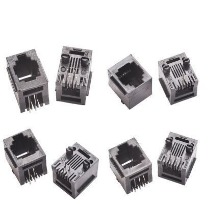 100pcs RJ11 Telephone Jack Connector 52-4P4C 6P6C 8P8C 180 Degrees Vertical Network Port Female Socket Black with Side (Color : 52-6P2C, Size : Without Side)