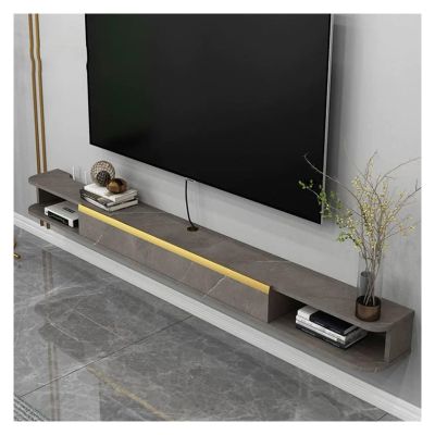 TV Stand Wall Mounted Floating TV Stand, Modern Under TV Floating Shelf with Flip Down Door and Open Storage Shelf, Entertainment Center Console Cabinet with Storage for Living Room Bedroom TV Cabinet