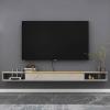 TV Stand Wall Mounted Floating TV Stand, Modern Under TV Floating Shelf with Flip Down Door and Open Storage Shelf, Entertainment Center Console Cabinet with Storage for Living Room Bedroom TV Cabinet view 3
