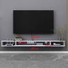 TV Stand Wall Mounted Floating TV Stand, Modern Under TV Floating Shelf with Flip Down Door and Open Storage Shelf, Entertainment Center Console Cabinet with Storage for Living Room Bedroom TV Cabinet view 4