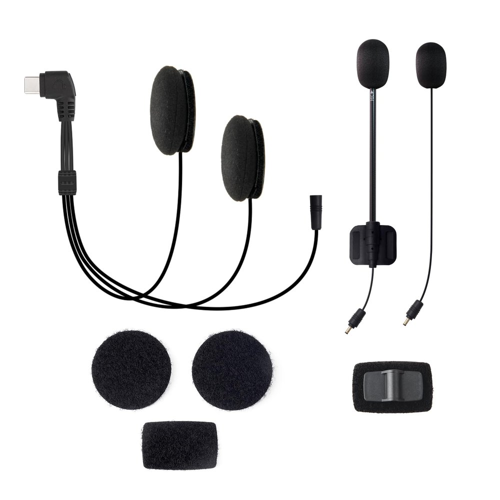 LEXIN Motorcycle Headset Audio Set, 40mm HD Stereo Loud Speakers with Button & Boom Microphone, Type-C Connector, Compatible with G2P, G1, G2