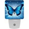 KikandKo 2 Pack Butterflies Night Light for Kids, Blue Butterfly Night Light Plug into Wall, Dusk to Dawn Nightlight for Childrens Room Decor, Christmas Birthday Gifts for Kids, 7.6x7.6cm/3inx3in view 1