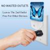 KikandKo 2 Pack Butterflies Night Light for Kids, Blue Butterfly Night Light Plug into Wall, Dusk to Dawn Nightlight for Childrens Room Decor, Christmas Birthday Gifts for Kids, 7.6x7.6cm/3inx3in view 3