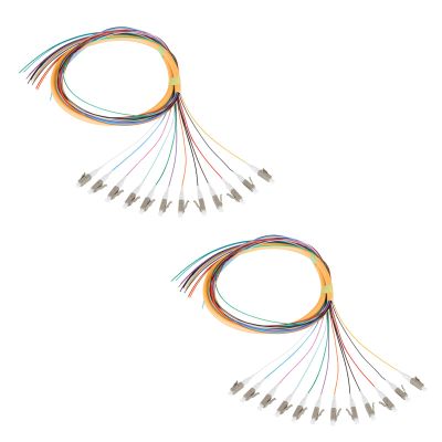 12 Fibers LC OM2 Multimode (MM) Fiber Optic Pigtail 1.2m LC Multimode Cable Pigtail for Engineering Network Fiber Access, 2 Packs