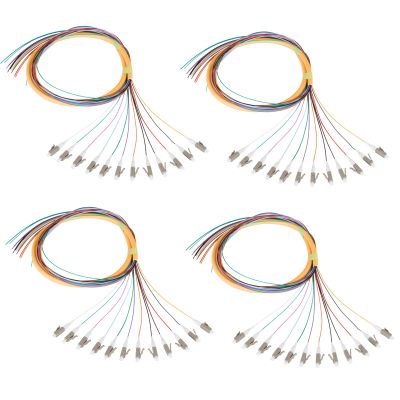 12 Fibers LC OM2 Multimode (MM) Fiber Optic Pigtail 1.2m LC Multimode Cable Pigtail for Engineering Network Fiber Access, 4 Packs
