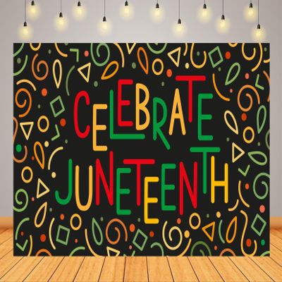 Loccor 10x8ft Fabric Juneteenth Backdrop African American Independence Day Celebrate Juneteenth Background with Geometric Pattern for Juneteenth Freedom Day Party Decorations Photo Props