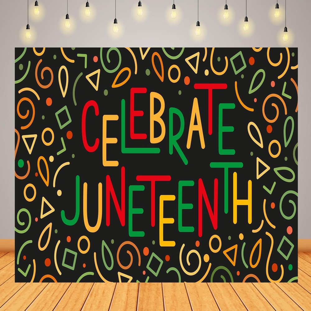 Loccor 10x8ft Fabric Juneteenth Backdrop African American Independence Day Celebrate Juneteenth Background with Geometric Pattern for Juneteenth Freedom Day Party Decorations Photo Props