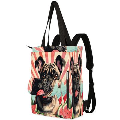 Backpack Purse for Women Men Laptop Tote Backpacks Lightweight Travel Backpack Pug Watermelon College Backpacks Bookbag Day Pack for Work, Travel
