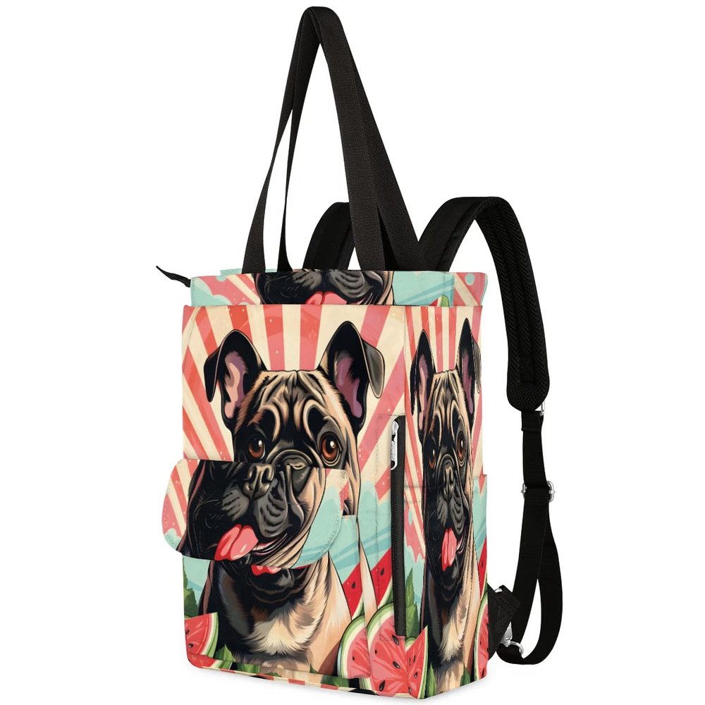Backpack Purse for Women Men Laptop Tote Backpacks Lightweight Travel Backpack Pug Watermelon College Backpacks Bookbag Day Pack for Work, Travel