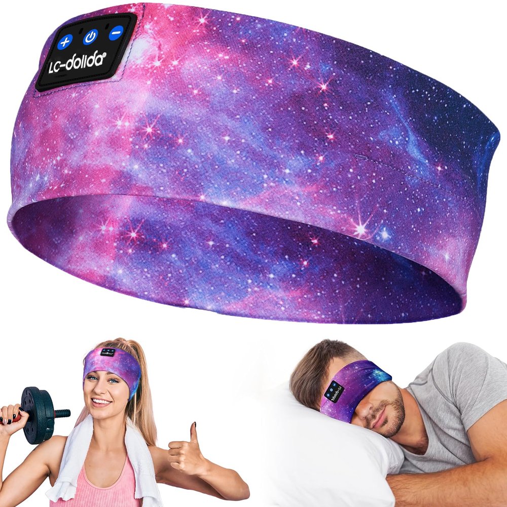 LC-dolida Sleep Headphones Bluetooth Headband Sleeping Wireless Headband Headphones with Thin HD Stereo Speakers Perfect for Side Sleepers, Sport, Yoga, Travel Insomnia Running Meditation Gifts