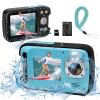 YEEIN Underwater Camera 4K 48MP Autofocus Selfie Dual Screen Waterproof Camera with Floating Strap and 32GB Card, 17FT Compact Waterproof Digital Camera, Fill Light Underwater Camera for Snorkeling view 1