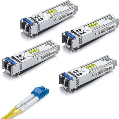 1 Pack of 30M LC to LC OS2 Fiber Patch Cable & 4 Pack of 1.25G SFP 1000Base-LX Transceiver