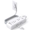 Cruise Ship Essentials, HANYCONY Flat Plug Extension Cord, Power Strip with 6 Outlets 3 USB Ports, 5ft Outlet Extender with Wall Mount No Surge Protector for College Dorm Room Travel Essentials view 1