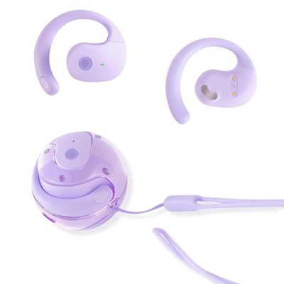 sunshot Ows Hanging Earphones 5.4 Bluetooth, Air Conduction Wireless Bluetooth Earphone, Bluetooth BT 5.4 Low Latency, Open Ear Headphones IPX5 Waterproof and Noise Reducing Touch (Purple)