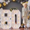 Bugame Light Up Numbers 4FT, Number 80 Light Up Sign Marquee Numbers 4 Feet Tall, Large 80 Marquee Number for 80th Birthday Party Decorations Mosaic Nmero view 1