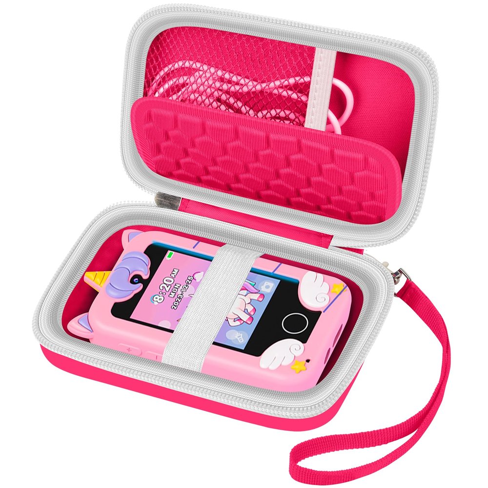 ALKOO Kids Toy Smartphone Case Compatible with Kikapabi/for Joozfee/for dancingcow/for Prysyedawn, Learning Toys Holder for Toddler Play Cell Phone, SD Card, Over 7 Years Age (Rose Red)