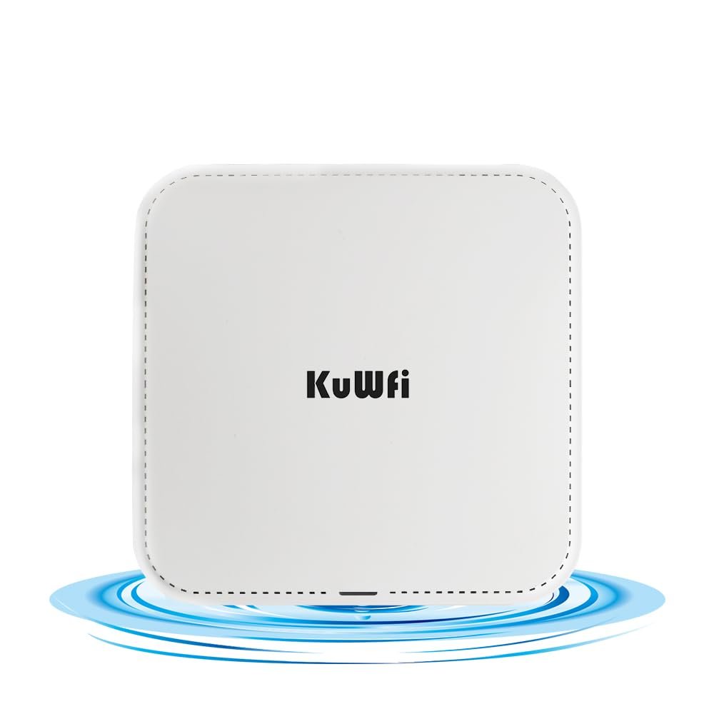 KuWFi WiFi 6 AX3000 Ceiling Mount Access Point, Long Range Ceiling Mounted WiFi 6 Wireless Access Point Dual Band POE Access Point 2x2 MU-MIMO | Seamless Roaming | Cloud Managed