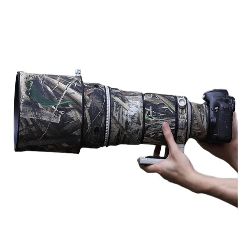CHASING BIRDS Lens Camouflage Waterproof Coat for Canon EF 500mm F4 L is USM Rainproof Lens Protective Cover (Reed Camouflage, with Extender EF 1.4X II)
