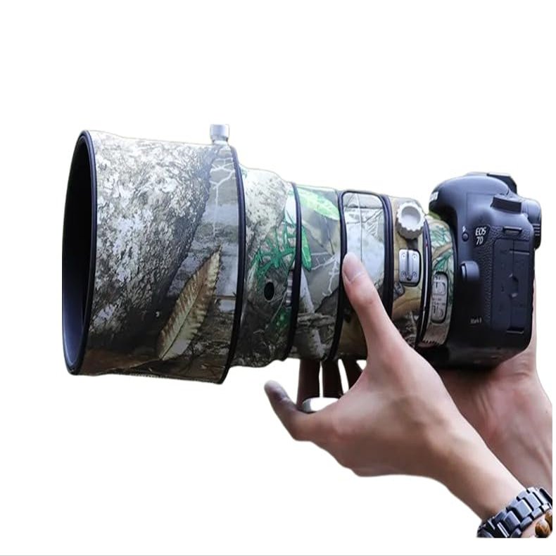 CHASING BIRDS Lens Camouflage Waterproof Coat for Canon EF 200mm F2 L is USM Rainproof Lens Protective Cover (Yellow Tree Camouflage, with Extender EF 2.0X III)