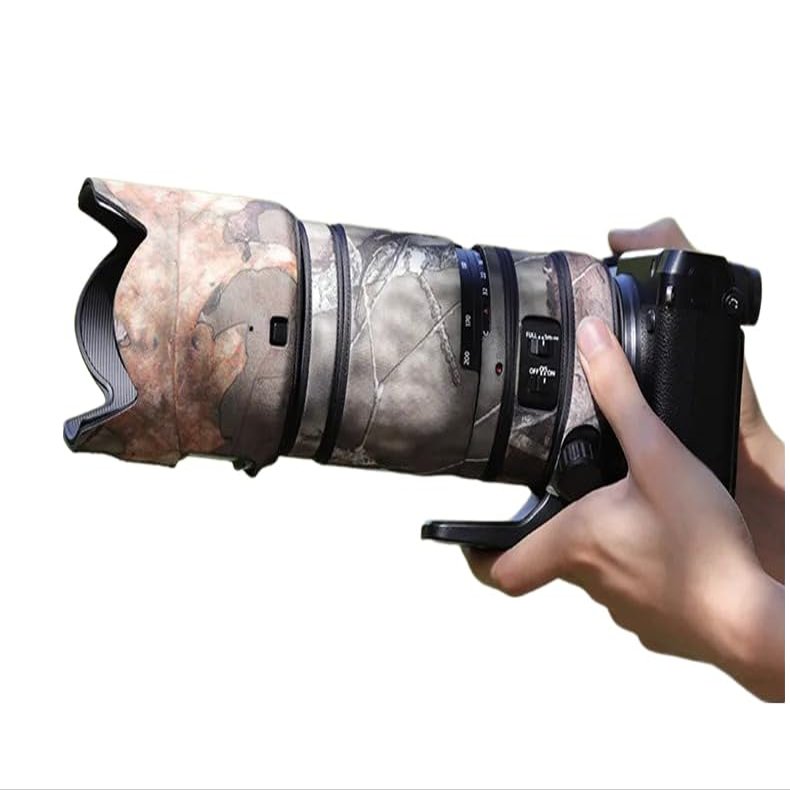 CHASING BIRDS Lens Camouflage Waterproof Coat for FUJIFILM GF 100-200mm F5.6 R LM OIS WR Rainproof Lens Protective Cover (Pine Camouflage, with 2.0X TC)