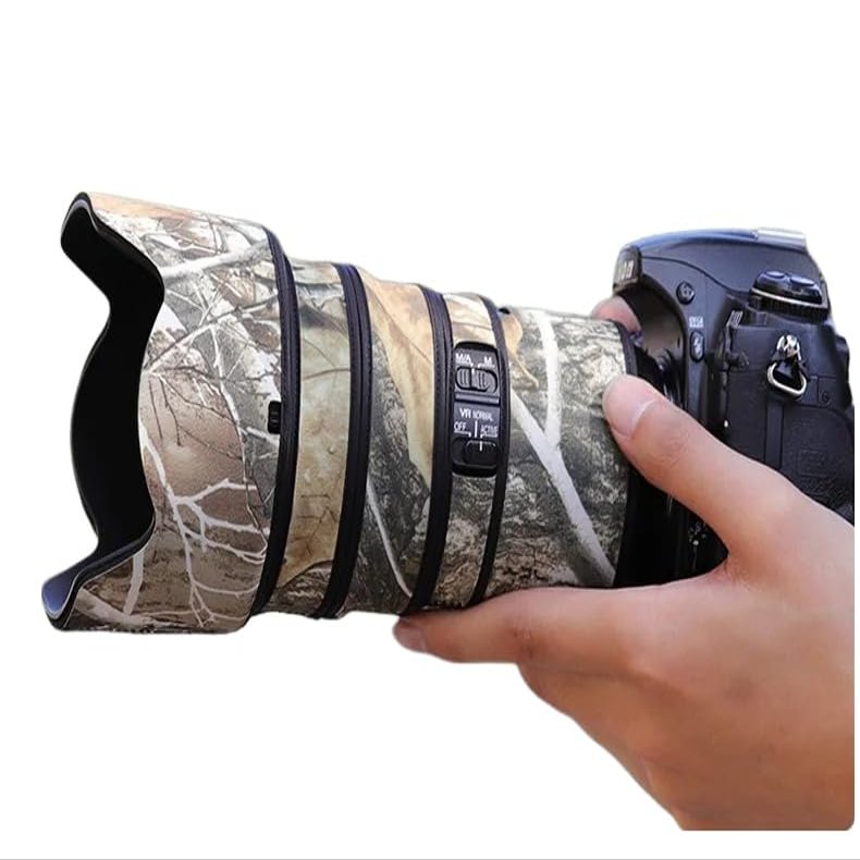 CHASING BIRDS Lens Camouflage Waterproof Coat for Nikon AF-S 24-70mm F2.8 E ED VR Rainproof Lens Protective Cover (Yellow Tree Camouflage, with 1.4X TC (TC-14E III))