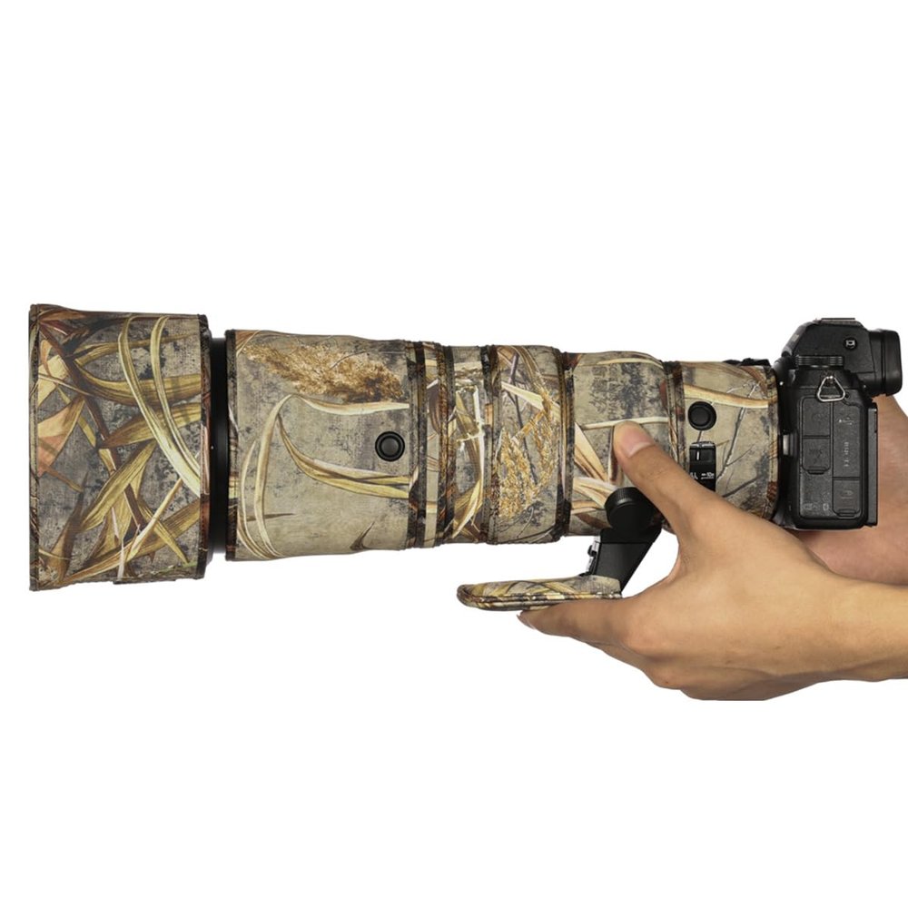CHASING BIRDS Lens Camouflage Waterproof Coat for Nikon Z 600mm f/6.3 VR S Rainproof Lens Protective Cover Version IV (Reed Camouflage, with 2.0X TC)