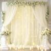 30x8ft Ivory Tulle Backdrop Curtain with Lights String for Parites, Sheer Backdrop Curtains for Wedding Baby Shower Birthday Party Photo Shoot Decorations view 1