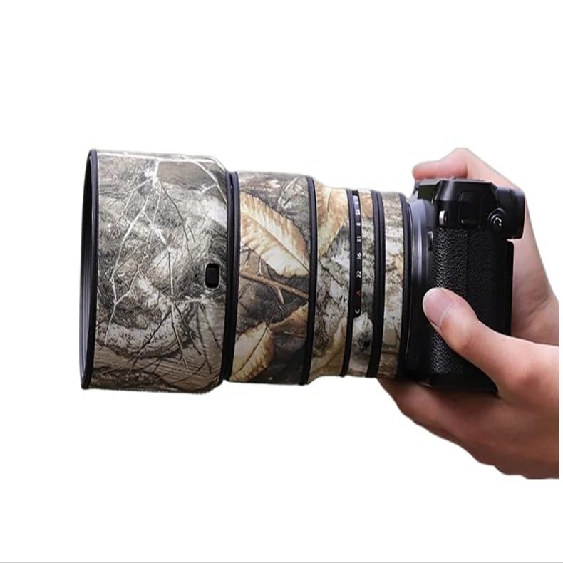 CHASING BIRDS Lens Camouflage Waterproof Coat for FUJIFILM GF 110mm F2 R LM WR Rainproof Lens Protective Cover (Yellow Tree Camouflage, with 2.0X TC)
