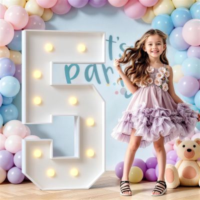 Bugame Marquee Numbers 4FT, Number 5 Light Up Sign Marquee Numbers 4 Feet Tall, Large 5 Light Up Number for 5th Birthday Party Decorations Nmero Five