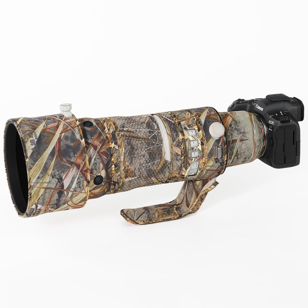 CHASING BIRDS Lens Camouflage Waterproof Coat for Canon RF 100-300mm F2.8 L is USM Rainproof Lens Protective Cover Version IV (Reed Camouflage, with Extender RF 1.4X)