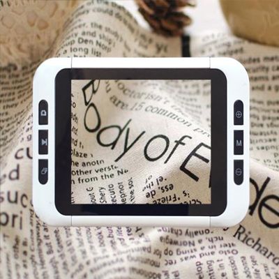 Digital Video Magnifier,19 Color Modes,Handheld Portable Digital Magnifier Support,for Seniors with Macular Degeneration, Newspaper,White
