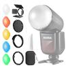 TOAZOE TR-09 Magnetic Flash Accessories Kit for Godox V1/V100/AD100/AD200 Round Head Speedlite Flashes, Flash Diffuser Kit Includes Dome Diffuser, Diffuser Panel, Barndoor, Honeycomb Grid