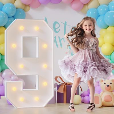 Bugame Light Up Numbers 4FT, Number 9 Light Up Sign Marquee Numbers 4 Feet Tall, Large 9 Marquee Number for 9th Birthday Party Decorations Mosaic Nmero