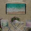FALABON88 Outdoor TV Cover 55 Inch, Weatherproof Waterproof Ocean Green Waves Outside TV Covers with Zipper Flap, Watercolor Sand Summer 600D TV Enclosure Protector for Outside Flat Screen TV view 3