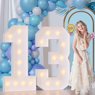 Bugame Light Up Numbers 4FT, Number 13 Light Up Sign Marquee Numbers 4 Feet Tall, Large 13 Marquee Number for 13th Birthday Party Decorations Mosaic Nmero