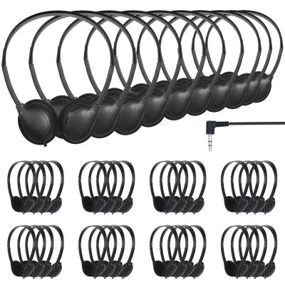 TJZXGUI Bulk Headphones for Classroom Students 30 Pack Class Set Headphones for School Students Library Teen and Adult 3.5mm Jack (Black)