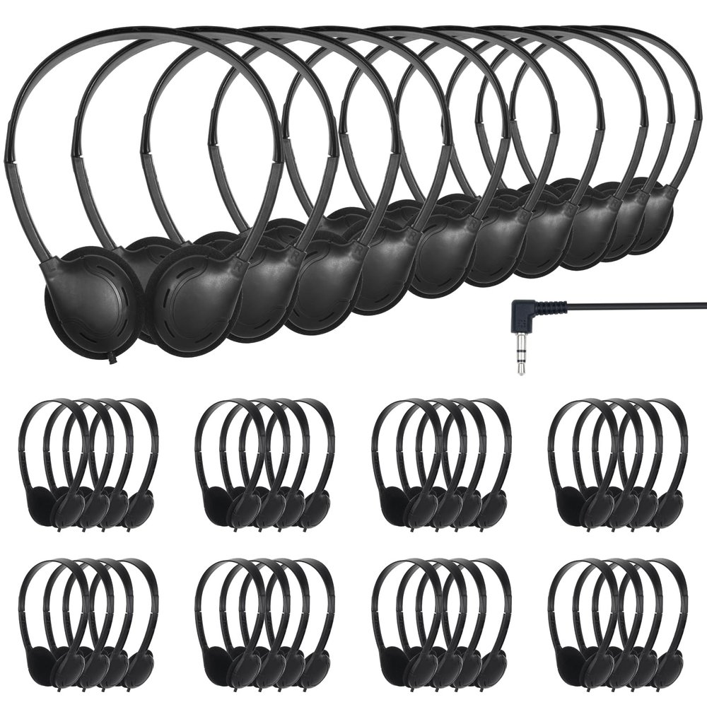 TJZXGUI Bulk Headphones for Classroom Students 30 Pack Class Set Headphones for School Students Library Teen and Adult 3.5mm Jack (Black)