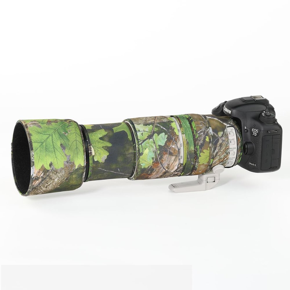 CHASING BIRDS Lens Camouflage Waterproof Coat for FUJIFILM XF 100-400mm F4.5-5.6 R LM OIS WR Rainproof Lens Protective Cover Version III (Green Leaf Camouflage, with 2.0X TC)