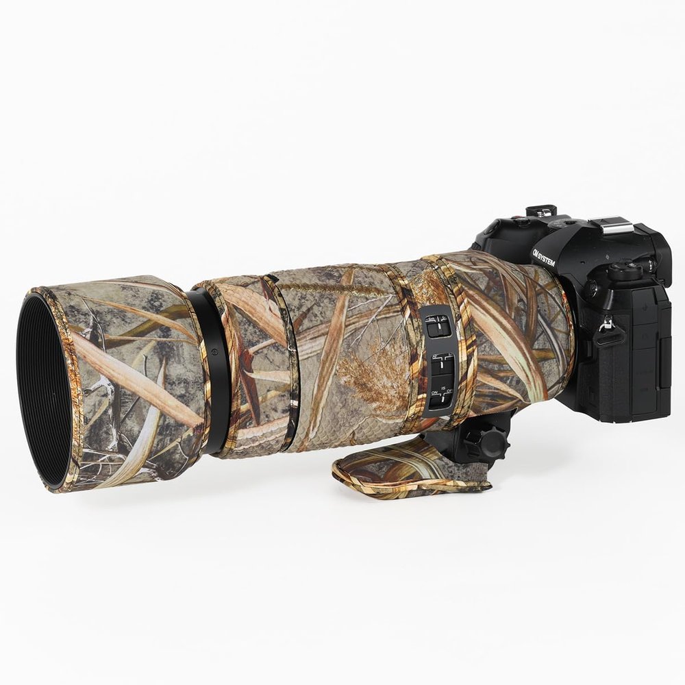 CHASING BIRDS Lens Camouflage Waterproof Coat for Olympus 100-400mm F5.0-6.3 is ED MSC Rainproof Lens Protective Cover Version IV (Reed Camouflage, with 1.4X and 2.0X TC)