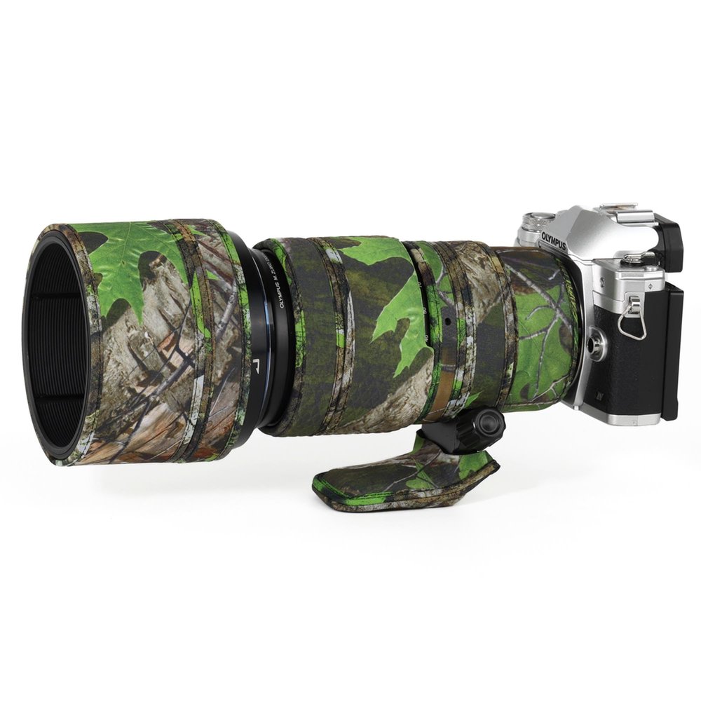 CHASING BIRDS Lens Camouflage Waterproof Coat for Olympus 40-150mm F2.8 PRO Rainproof Lens Protective Cover Version IV (Green Leaf Camouflage, with 1.4X and 2.0X TC)