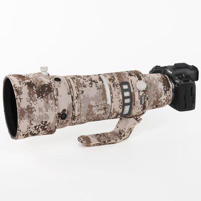 CHASING BIRDS Lens Camouflage Waterproof Coat for Canon RF 100-300mm F2.8 L is USM Rainproof Lens Protective Cover Version IV (Brown Grid, with Extender RF 1.4X)