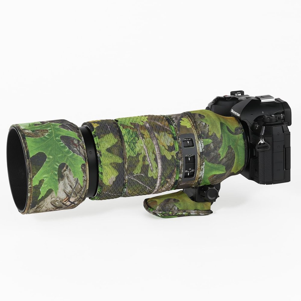 CHASING BIRDS Lens Camouflage Waterproof Coat for Olympus 100-400mm F5.0-6.3 is ED MSC Rainproof Lens Protective Cover Version IV (Green Leaf Camouflage, with 1.4X and 2.0X TC)