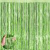 Light Green Metallic Tinsel Foil Fringe Curtains, 2 Pack 3.3x8.3 Feet Party Streamer for Birthday Party Decorations, Halloween Decor, Foil Curtain for Christmas Party view 1